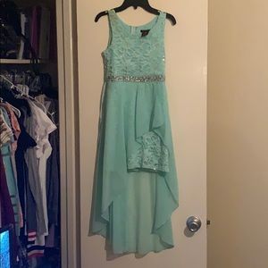 A sea blue lace dress